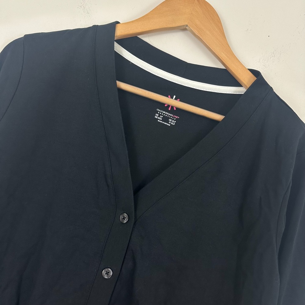 Isaac Mizrahi Live Pima Cotton Cardigan Top Long Sleeve Button Front Womens L